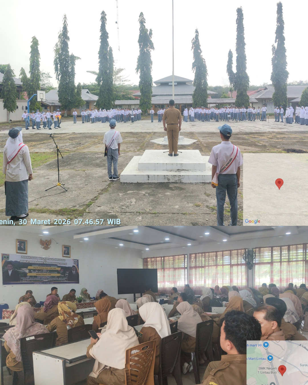 Upacara bendera dan breafing pagi